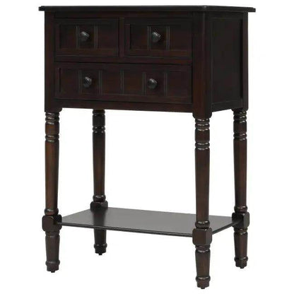 Bold Dark Wood Console Table with Chic Storage Solutions - Estalios
