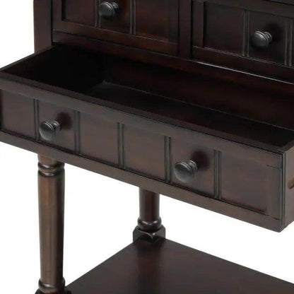 Bold Dark Wood Console Table with Chic Storage Solutions - Estalios