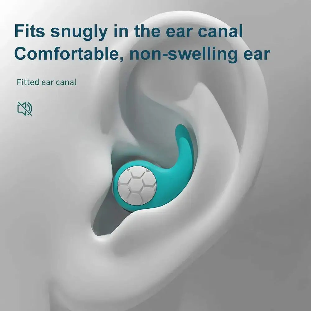 Teal soft silicone earplug with honeycomb pattern from Triple-Layer Silicone Noise-Canceling