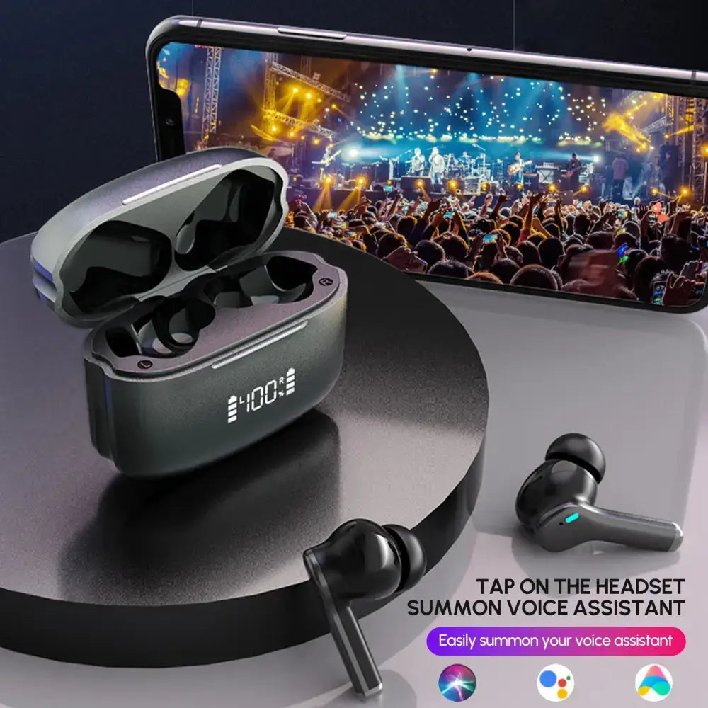 Noise cancelling true wireless earbuds with sleek charging case for easy portability