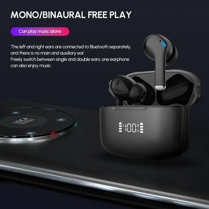 Black noise cancelling true wireless earbuds with charging case for ultimate sound