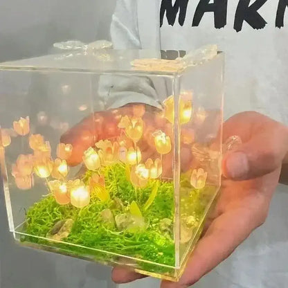 Illuminated Tulip Terrarium in the Tulip Flower Sea Cube DIY for creative fun