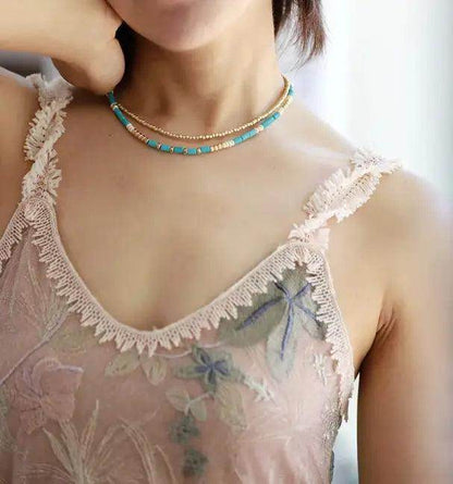 Vibrant Layered Turquoise Gold Necklace for Stylish Elegance - Estalios