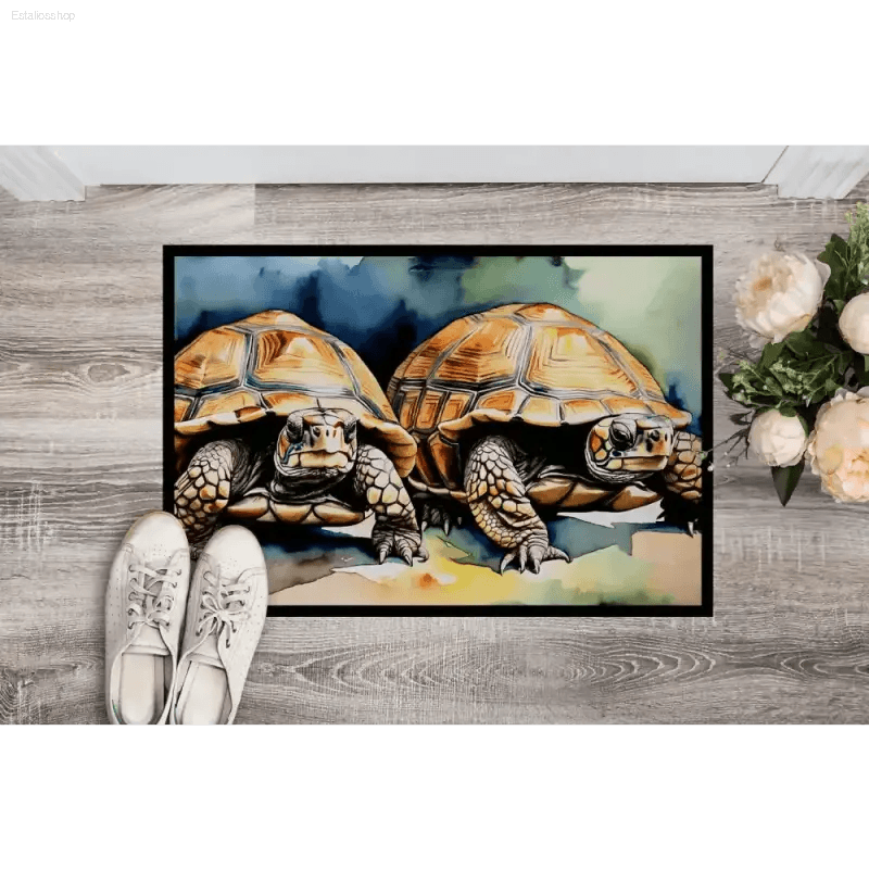 Turtle Splash Quirky Watercolor Doormat Delight! - Estalios