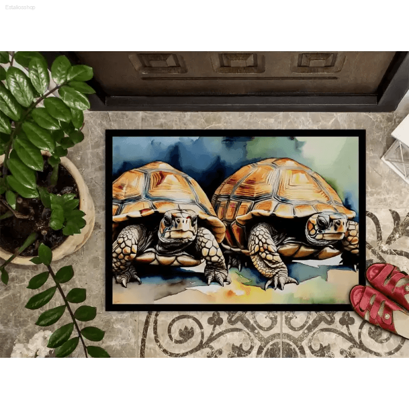 Turtle Splash Quirky Watercolor Doormat Delight! - Estalios