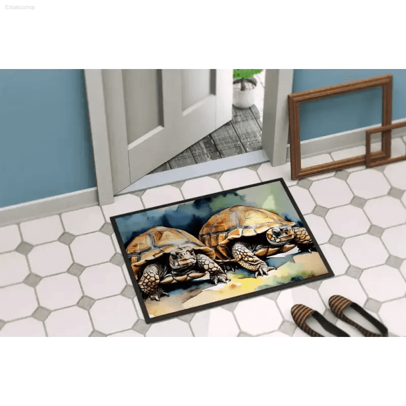 Turtle Splash Quirky Watercolor Doormat Delight! - Estalios