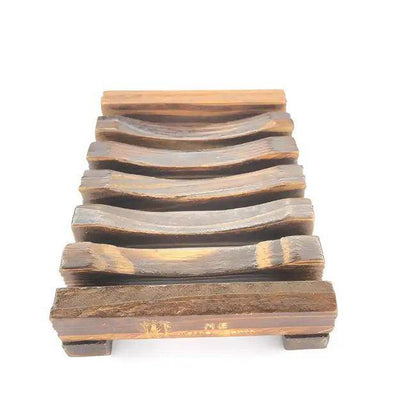 Stylish Wooden Soap Dish with Curved Slats Design - Estalios