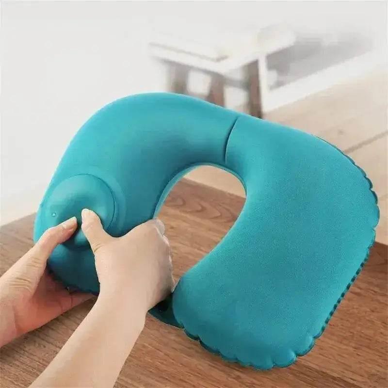 U Shape Neck Cushion Automatic Air Inflatable Travel Pillow - Estalios