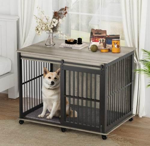 Ultimate Bite-Proof Metal Dog Crate with Stylish End Table - Estalios