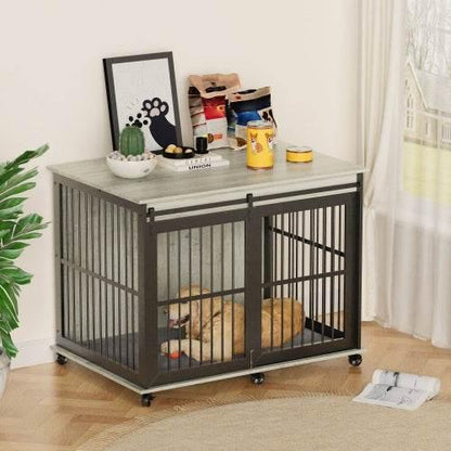 Ultimate Bite-Proof Metal Dog Crate with Stylish End Table - Estalios