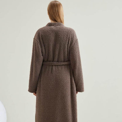 Ultimate Cozy Brown Fuzzy Robe and Pants Set - Estalios
