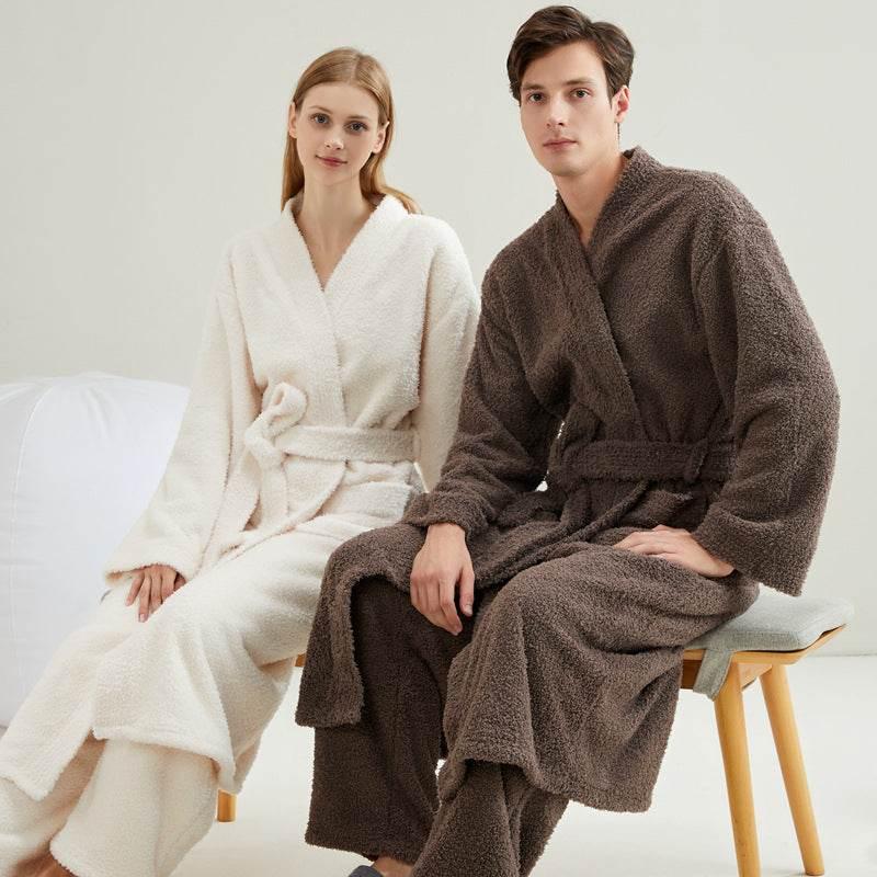 Ultimate Cozy Brown Fuzzy Robe and Pants Set - Estalios
