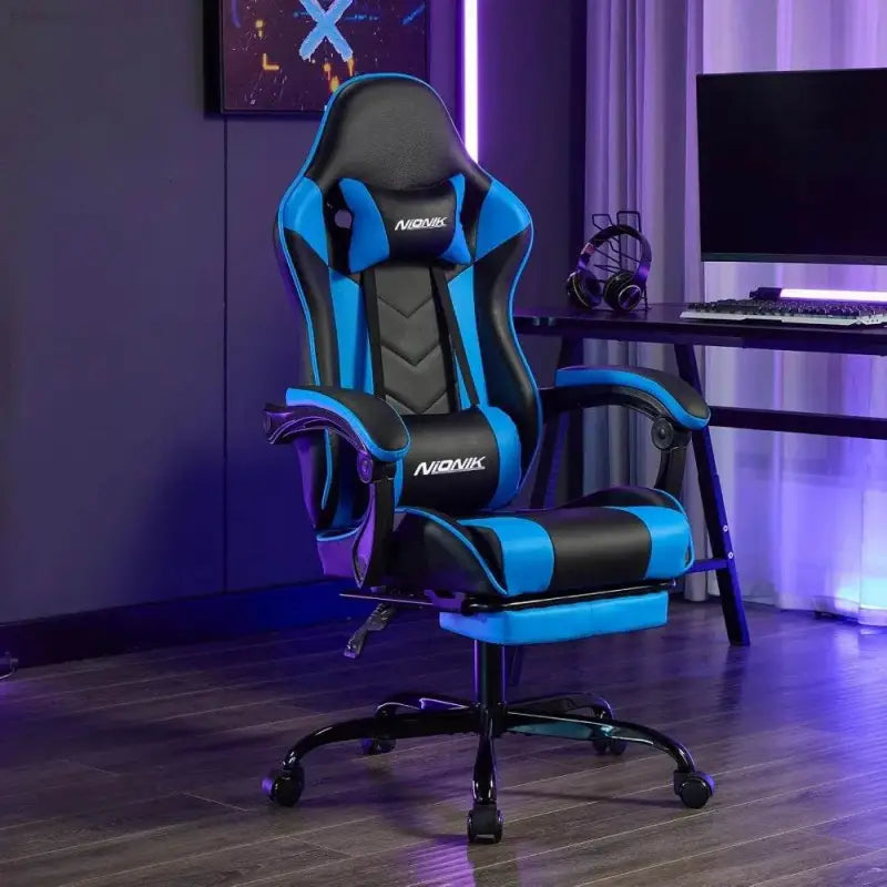 Ultimate Gaming Chair with Footrest - Ergonomic, Adjustable Height, and Breathable PU Material for Maximum Comfort - Estalios