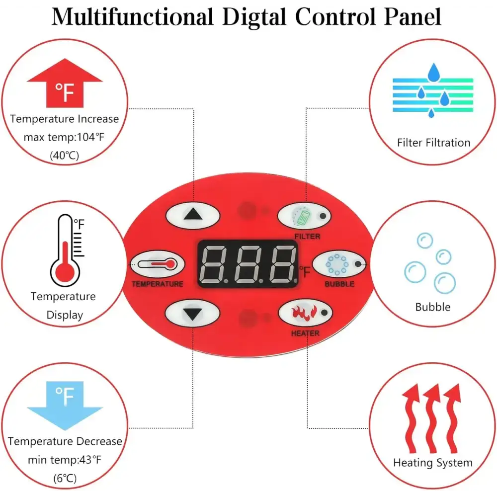 Multifunctional digital control panel on the Ultimate Inflatable Hot Tub Party tub inflatable portable