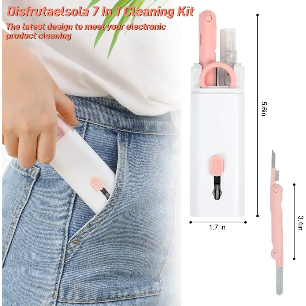 Pink and white 7-in-1 Ultimate Keyboard Cleaner Kit & Brush for your computer and earphones