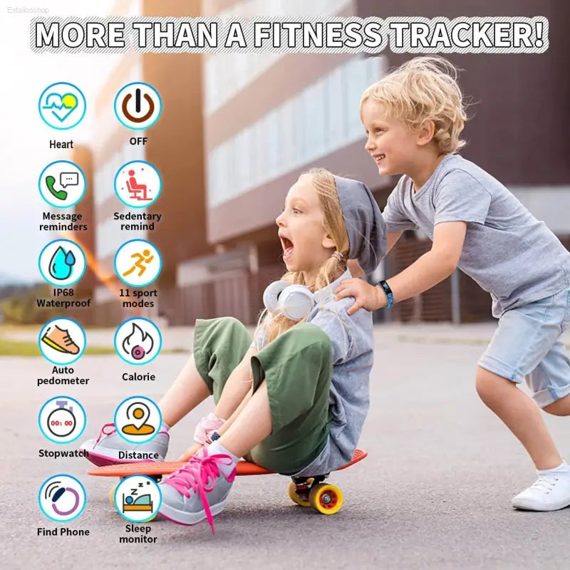 Ultimate Kids Fitness Tracker Watch - Waterproof Smart Watch with 11 Sports Modes, Pedometer & Stopwatch for Ages 6-16 - Estalios