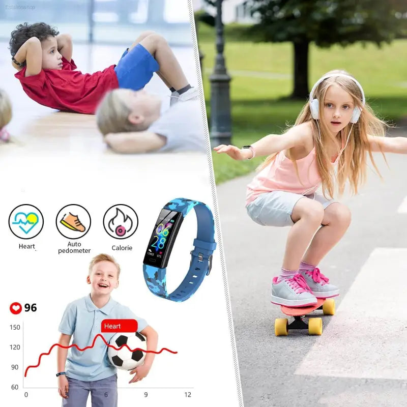 Ultimate Kids Fitness Tracker Watch - Waterproof Smart Watch with 11 Sports Modes, Pedometer & Stopwatch for Ages 6-16 - Estalios