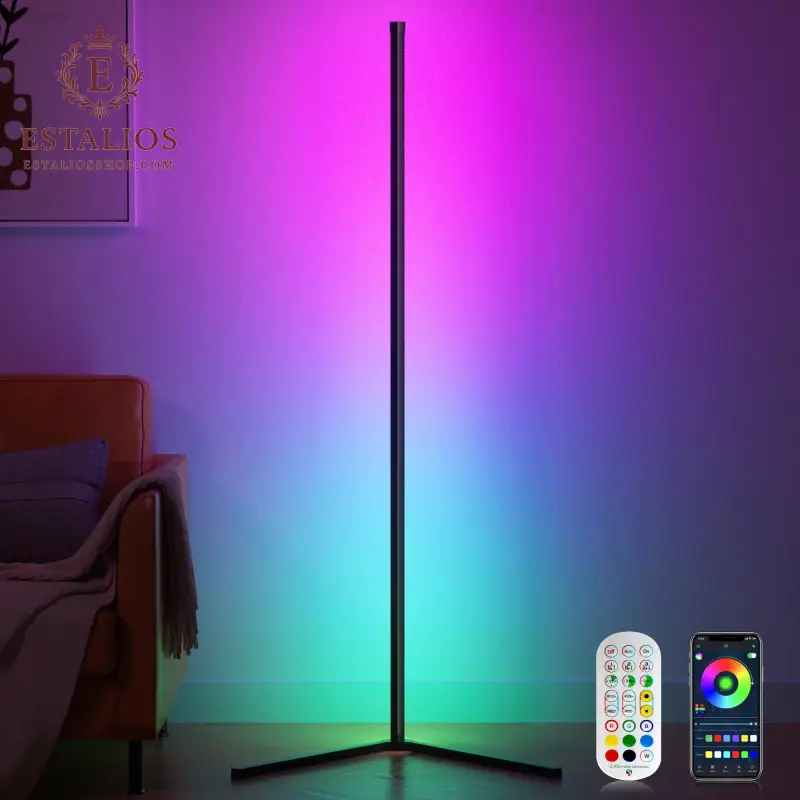Ultimate RGB Smart Corner Floor Lamp - 16 Million Colors, Music Sync, App & Remote Control, Perfect for Bedroom, Living Room & Gaming Setup!