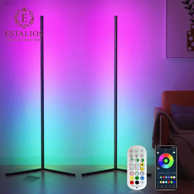 Ultimate RGB Smart Corner Floor Lamp with 16 Million Colors and Music Sync for Bedroom and Gaming Setup - EstaliosShop