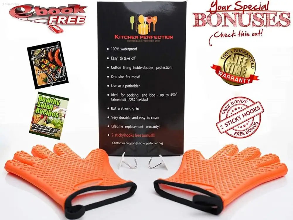 Ultimate Silicone BBQ Gloves - Extreme Heat Resistance for Safe Grilling & Handling Hot Foods - Waterproof and Versatile!
