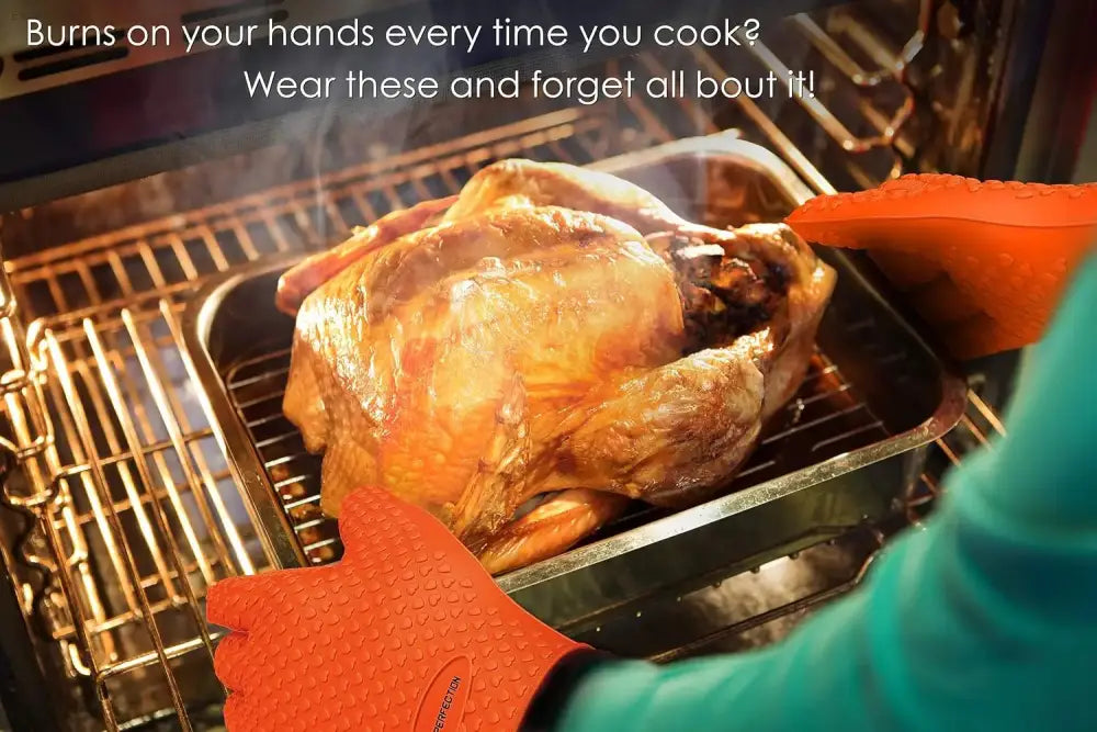 Ultimate Silicone BBQ Gloves - Extreme Heat Resistance for Safe Grilling & Handling Hot Foods - Waterproof and Versatile!