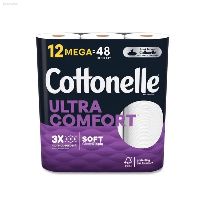 Ultra Comfort Mega Roll Toilet Paper - 12 Rolls Equiv. to 48 Regular Rolls - 268 Sheets Each, Strong & Soft!