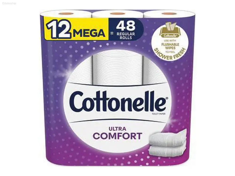 Ultra Comfort Mega Roll Toilet Paper - 12 Rolls Equiv. to 48 Regular Rolls - 268 Sheets Each, Strong & Soft!