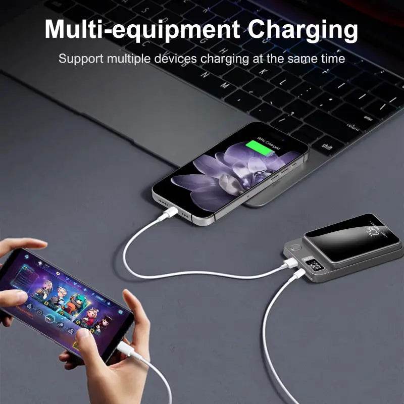 Ultra-Fast 5000mAh Magnetic Wireless Power Bank with Type-C Cable - Compatible with iPhone 12/13/14/15/16 Series - Estalios