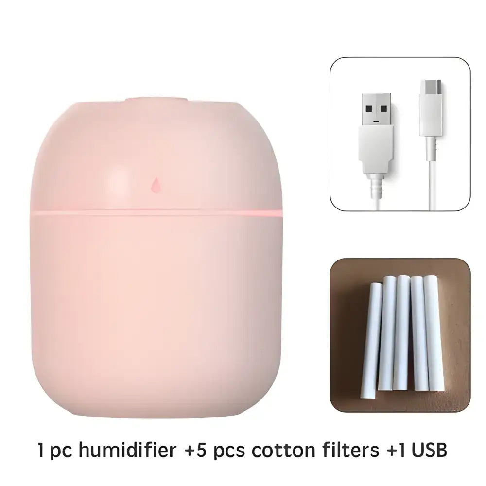 Pink Ultrasonic Trio: Mini Portable Humidifiers & Car Diffuser with accessories