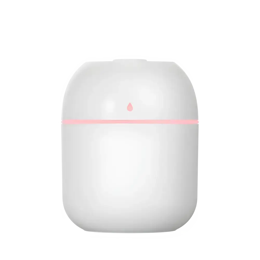 White humidifier with pink accents, perfect portable USB ultrasonic oil diffuser car