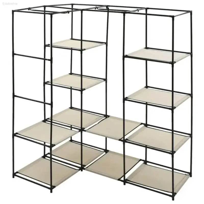Unfold Closet Nirvana: Beige Fabric Cover Iron Frame Privacy! - Estalios