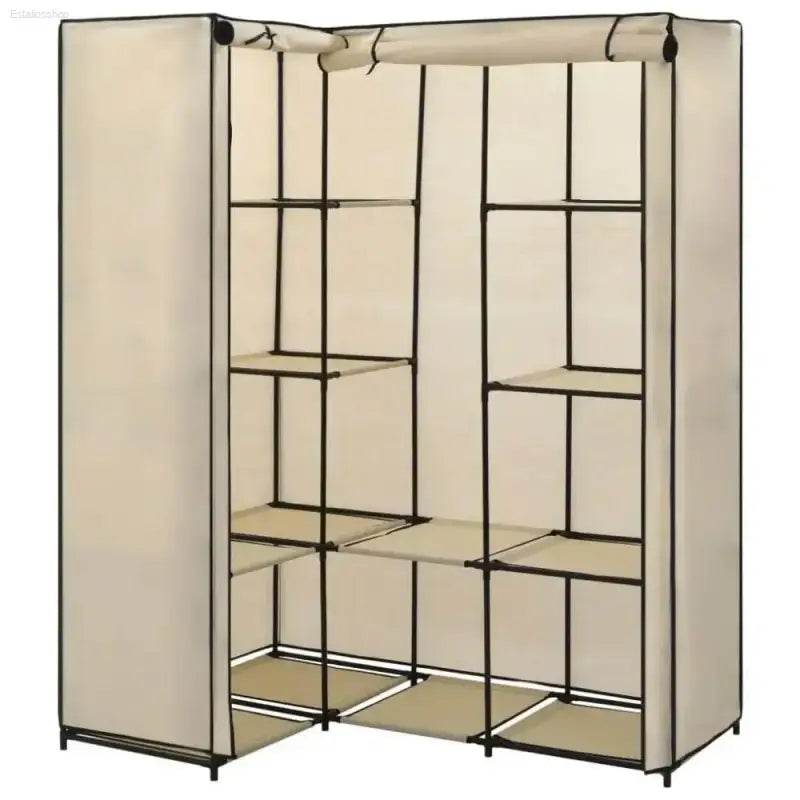 Unfold Closet Nirvana: Beige Fabric Cover Iron Frame Privacy! - Estalios