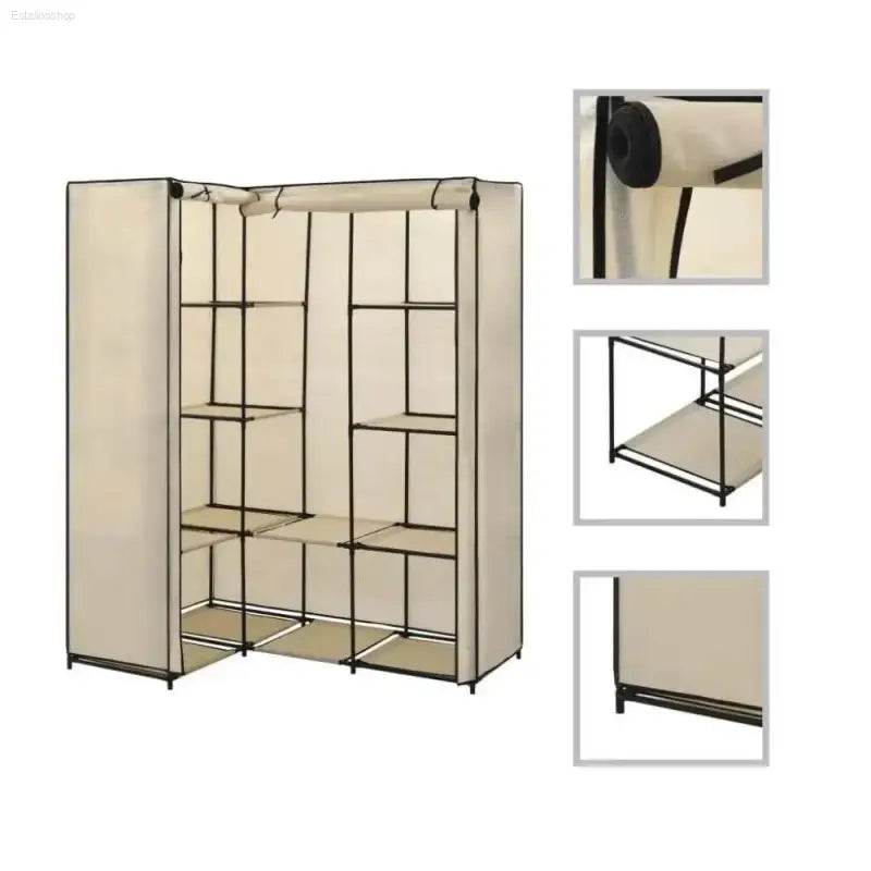 Unfold Closet Nirvana: Beige Fabric Cover Iron Frame Privacy! - Estalios