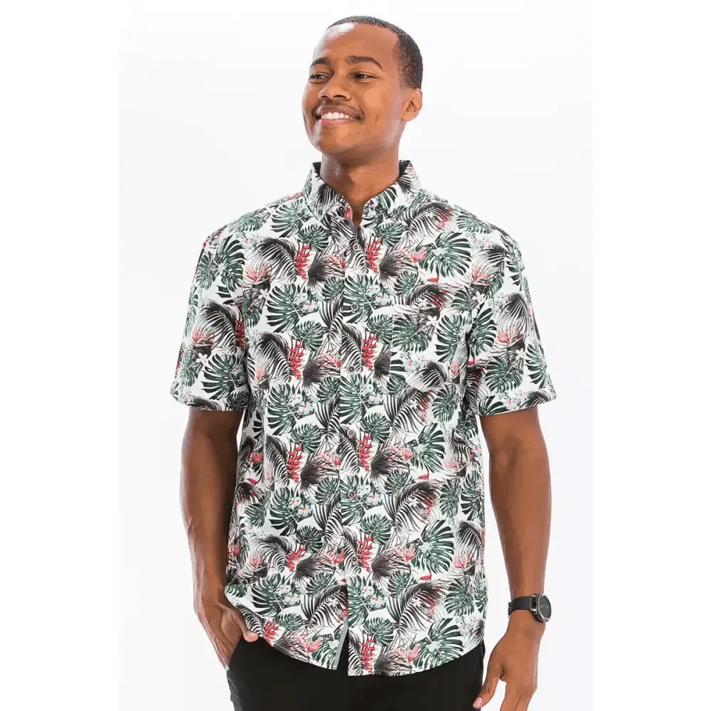 Vibrant Hawaiian Print Button-Down Shirt