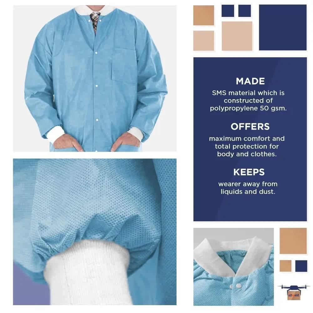 Unisex Disposable Lab Jacket Pack of 100 for Comfort - Estalios