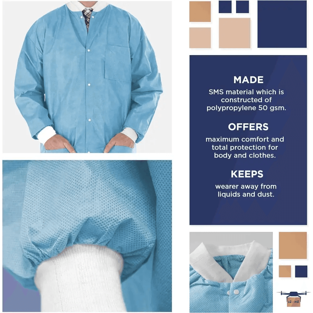 Unisex Disposable Lab Jacket Pack of 100 for Comfort - Estalios