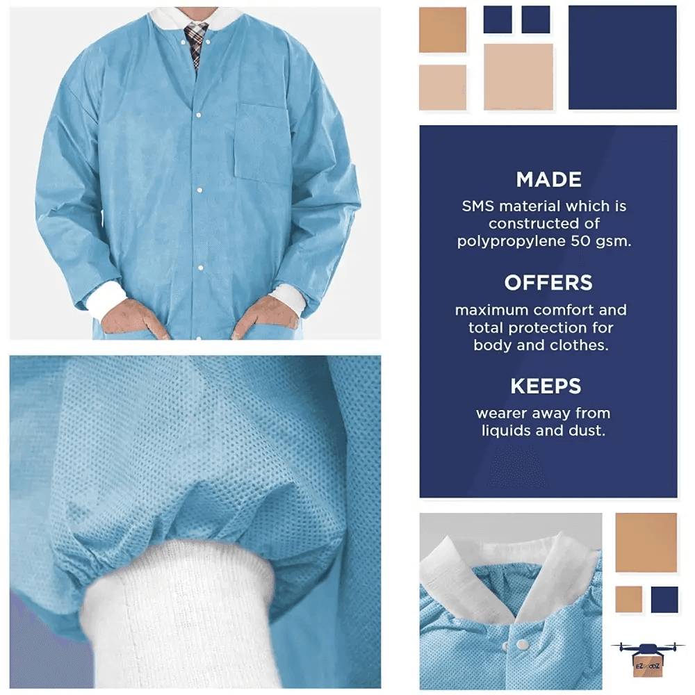 Unisex Disposable Lab Jacket Pack of 100 for Comfort - Estalios