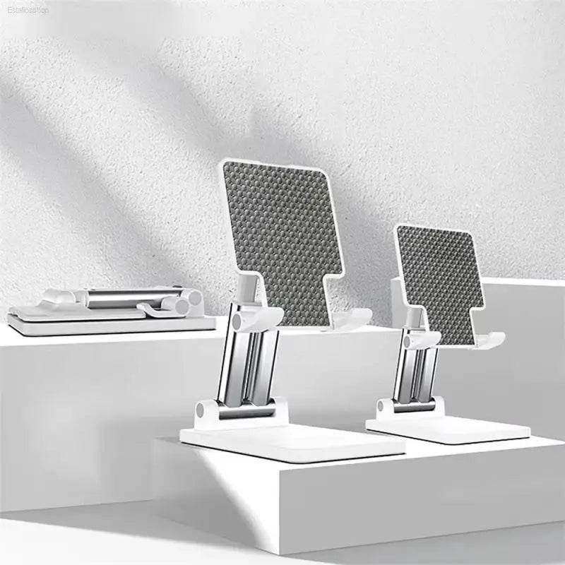 Universal Desktop Phone Bracket with Solid Base and Folding Design - Estalios