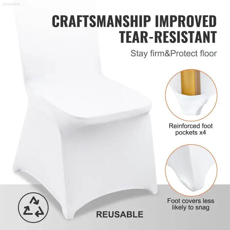 Universal Spandex Folding Chair Covers for Events 50PCS White - Estalios