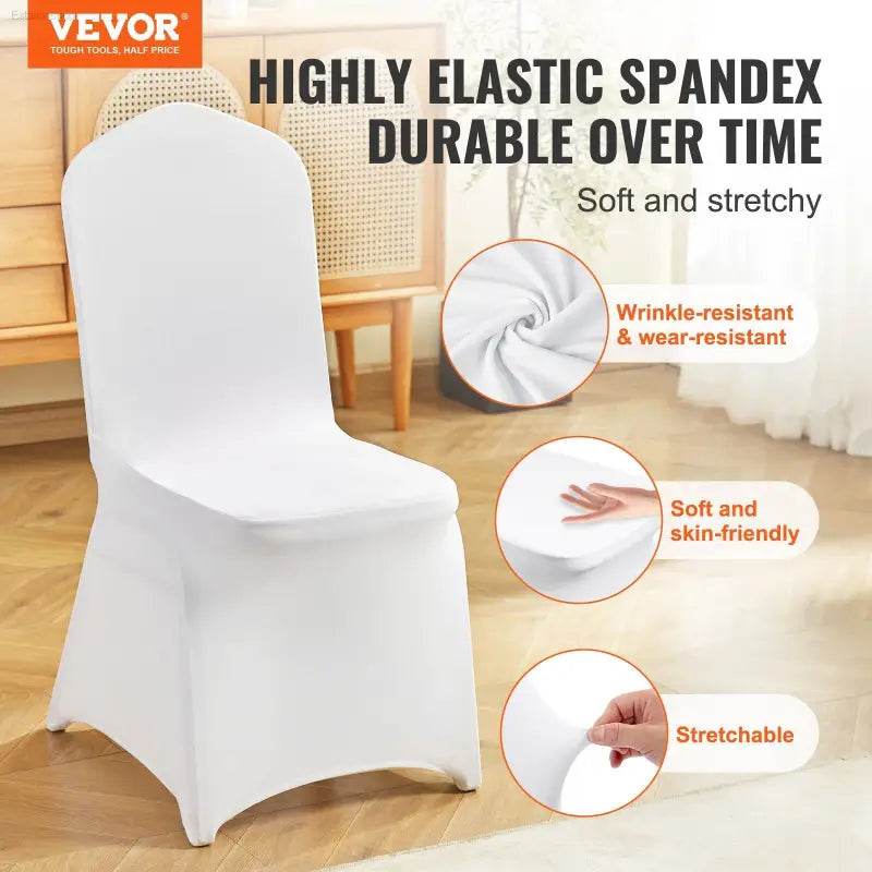 Universal Spandex Folding Chair Covers for Events 50PCS White - Estalios
