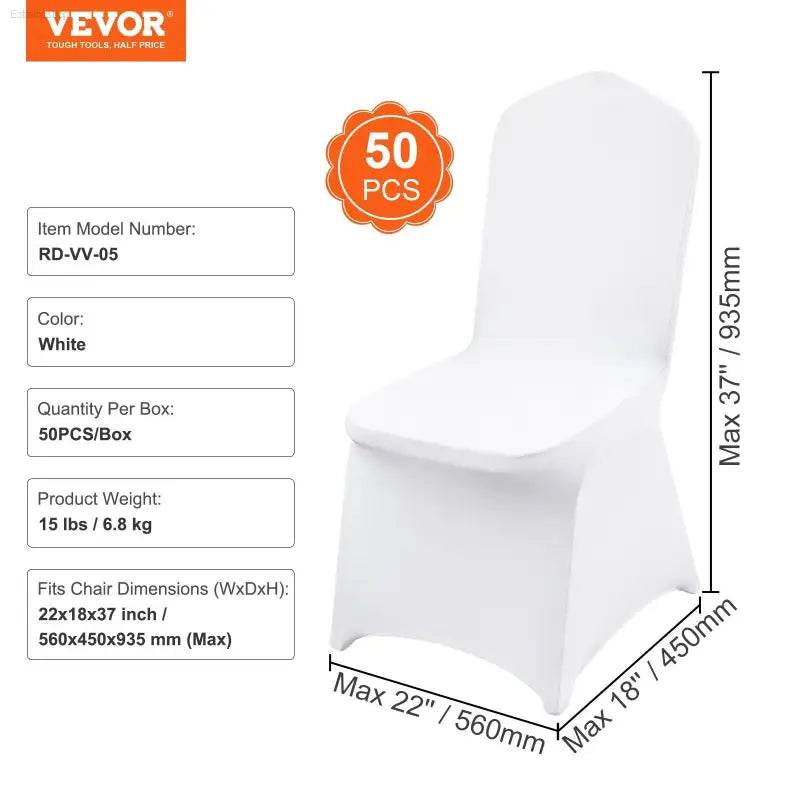 Universal Spandex Folding Chair Covers for Events 50PCS White - Estalios
