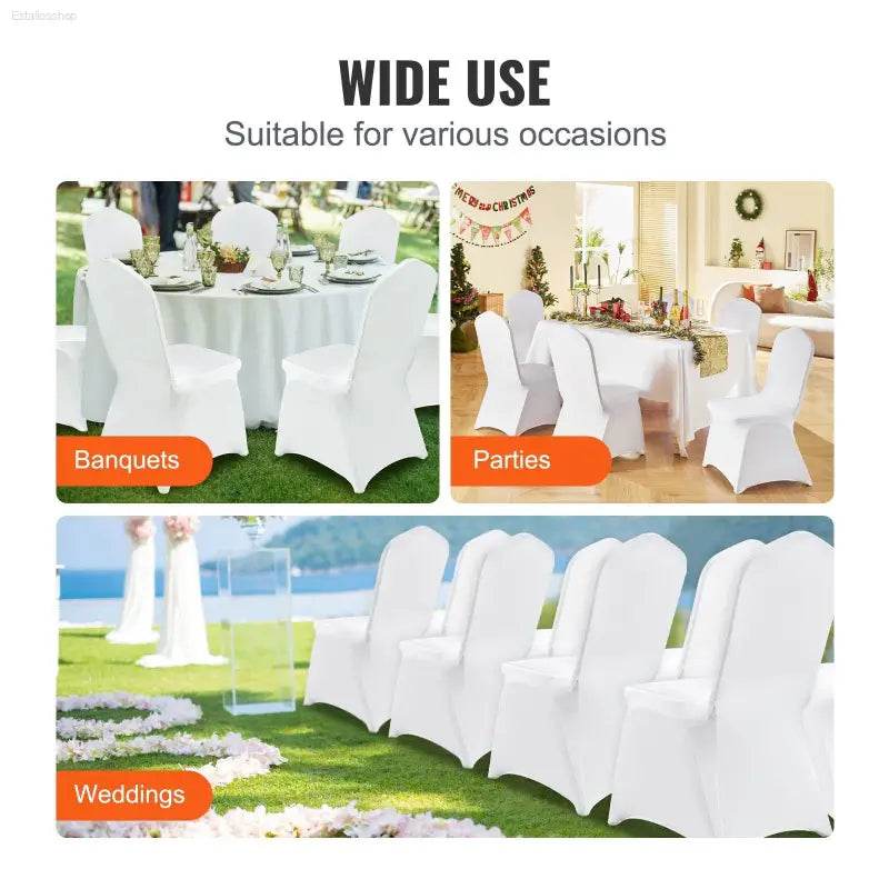 Universal Spandex Folding Chair Covers for Events 50PCS White - Estalios