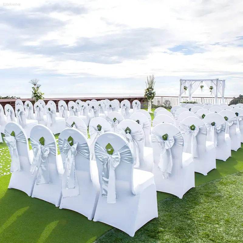 Universal Spandex Folding Chair Covers for Events 50PCS White - Estalios