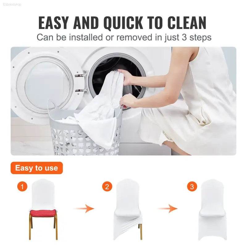 Universal Spandex Folding Chair Covers for Events 50PCS White - Estalios