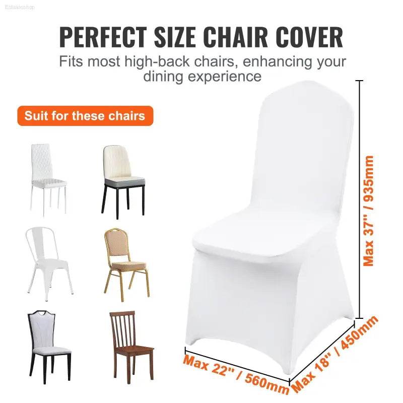 Universal Spandex Folding Chair Covers for Events 50PCS White - Estalios