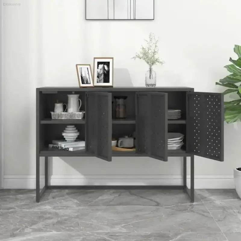Unleash Charcoal Steel Storage: Adjustable Feet Included! **charcoal Steel Cabinet Collection** Elevate your Storage Game with our Sleek and Versatile Charcoal Steel - Estalios