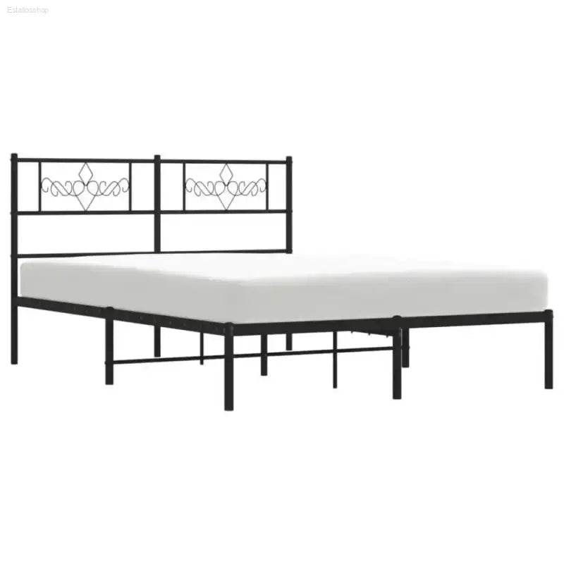 Unleash Darkness: Black Metal Bed Frame Domination! Sleek and Sturdy, our Black Metal Bed Frame with Headboard Transforms your Bedroom Into - Estalios