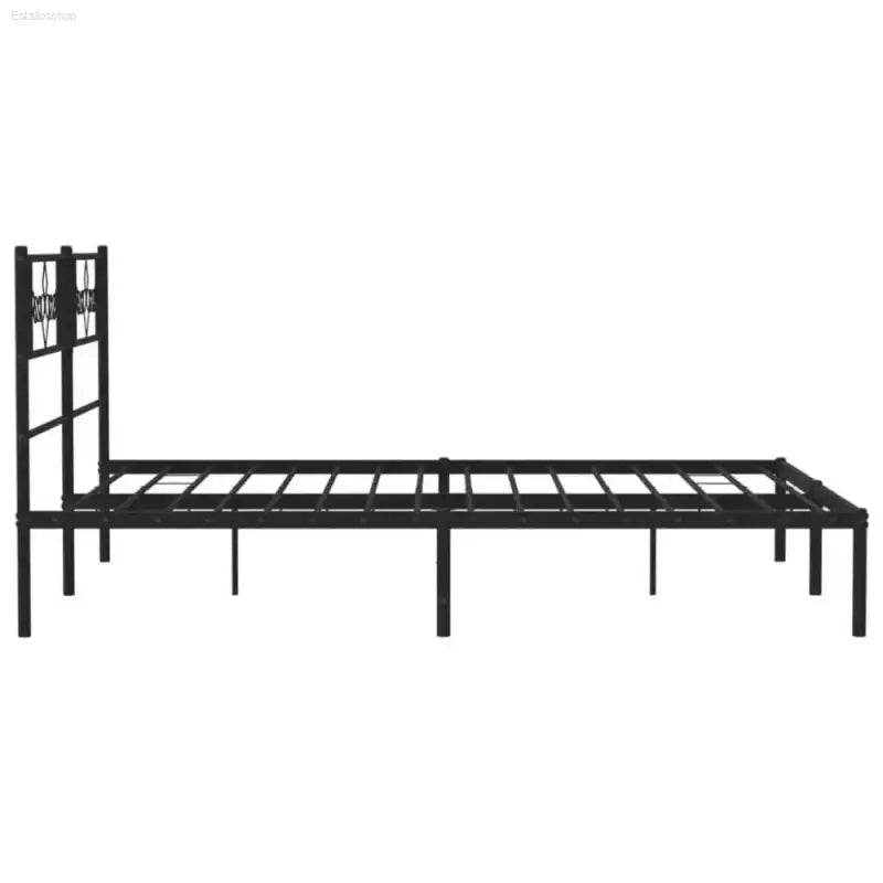 Unleash Darkness: Black Metal Bed Frame Domination! Sleek and Sturdy, our Black Metal Bed Frame with Headboard Transforms your Bedroom Into - Estalios