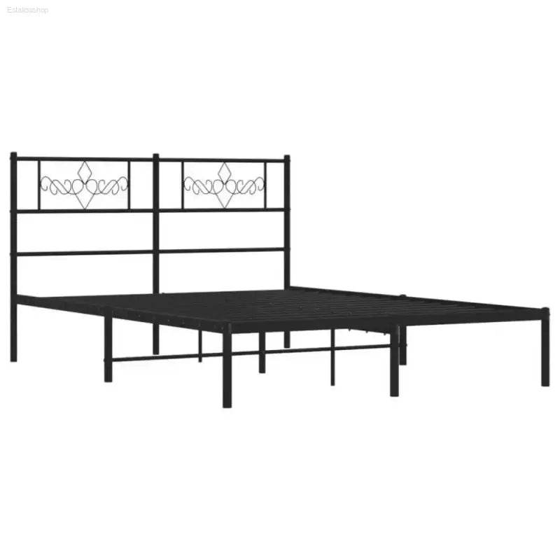 Unleash Darkness: Black Metal Bed Frame Domination! Sleek and Sturdy, our Black Metal Bed Frame with Headboard Transforms your Bedroom Into - Estalios