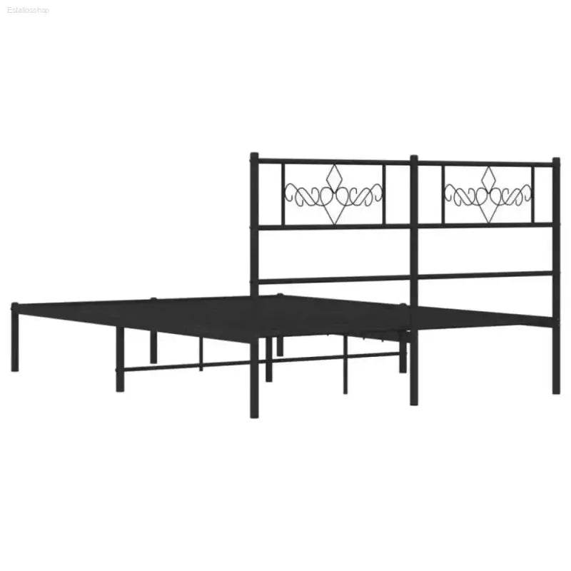 Unleash Darkness: Black Metal Bed Frame Domination! Sleek and Sturdy, our Black Metal Bed Frame with Headboard Transforms your Bedroom Into - Estalios